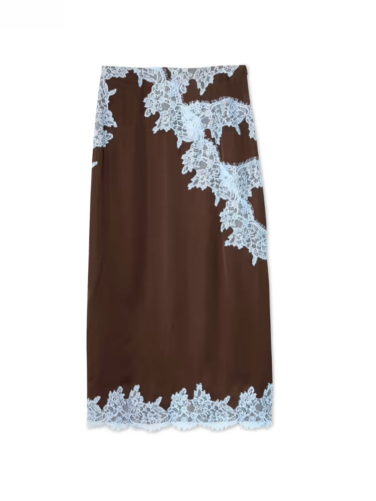 Mabel | Elegant Lace Panel Top &amp; Skirt Set