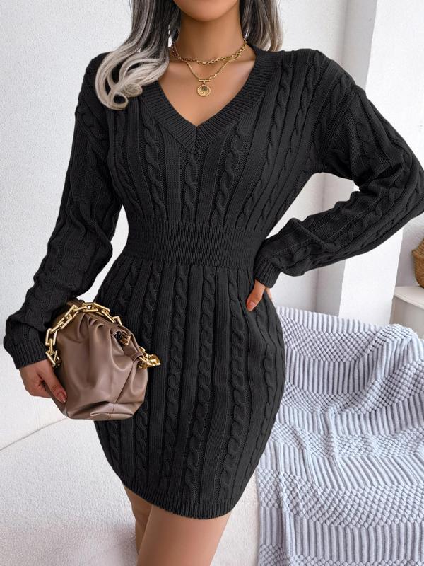 Savannah | Cozy Long Sleeve V-Neck Dress