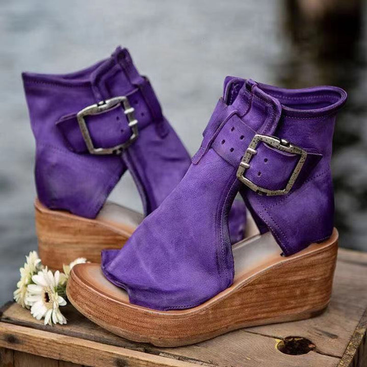 Dawn | Wedge Sandals with Buckle in Boho Style