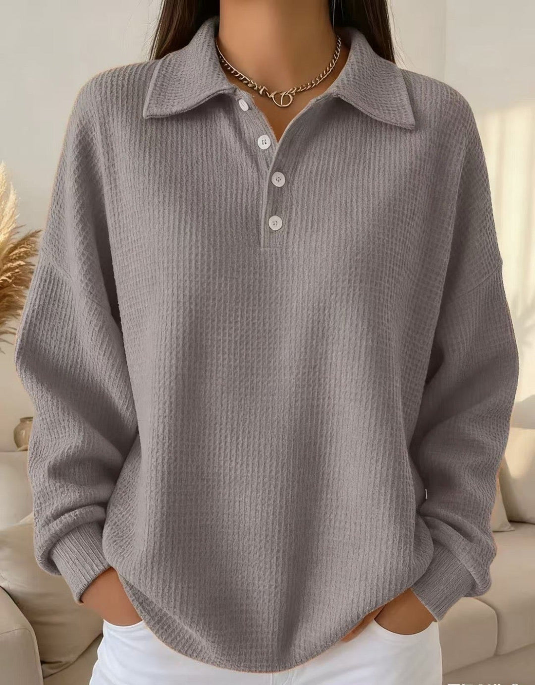 Sky | Textured Polo Sweater
