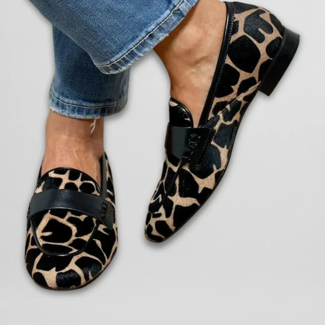 Alecia | Cozy and Stylish Cow Print Loafers
