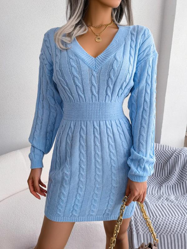 Savannah | Cozy Long Sleeve V-Neck Dress