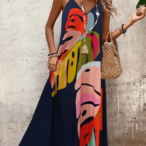 Jane | Women’s Vibrant Leaf Print Maxi Dress