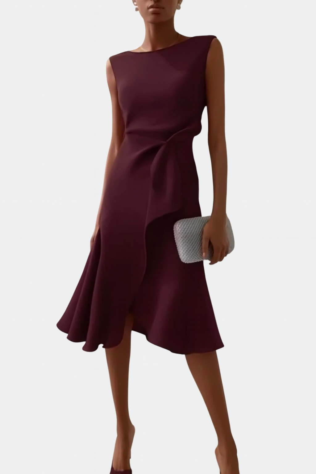 Sheila | Draped Asymmetric Midi Dress