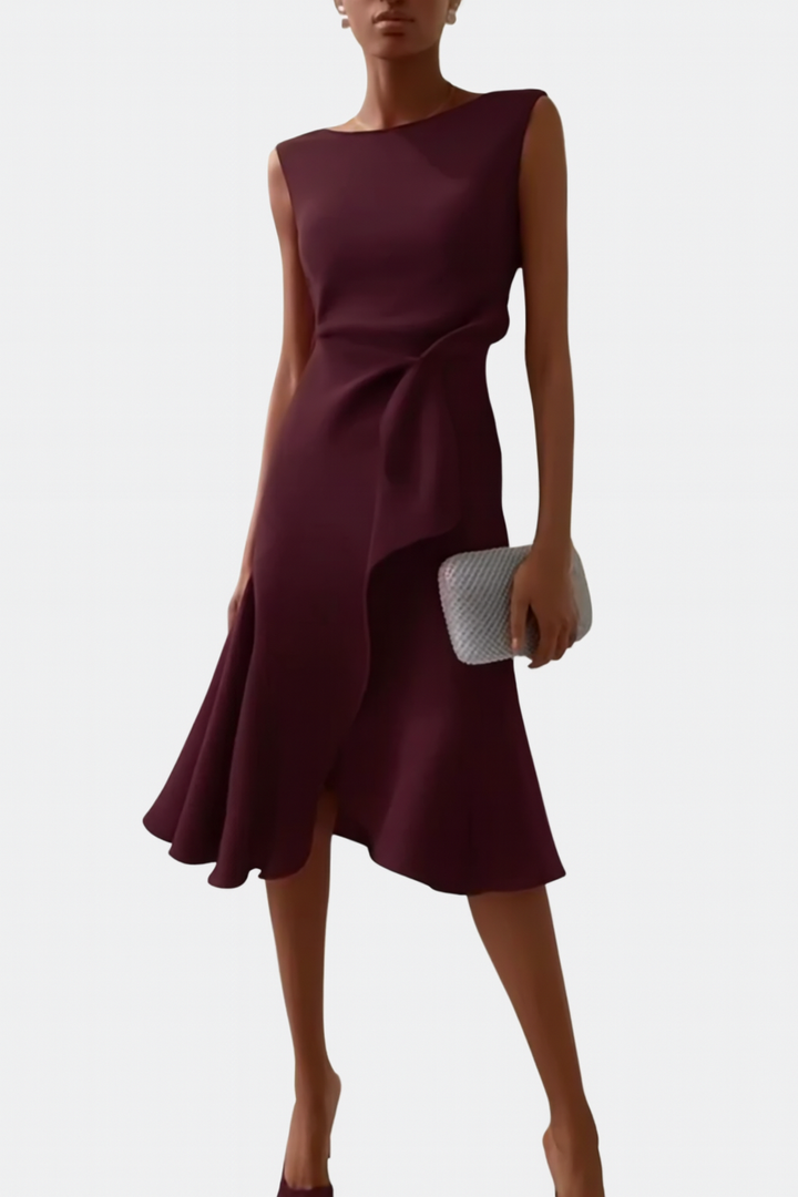 Sheila | Draped Asymmetric Midi Dress