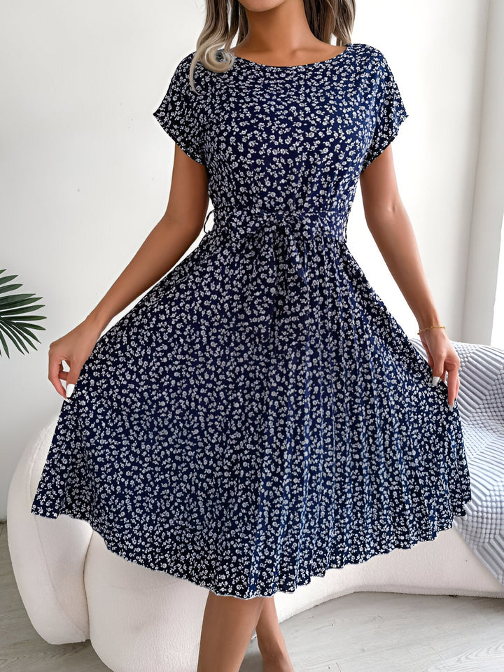 Jennifer | Flower Pleated Elegance Dress
