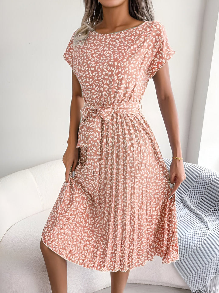 Jennifer | Flower Pleated Elegance Dress