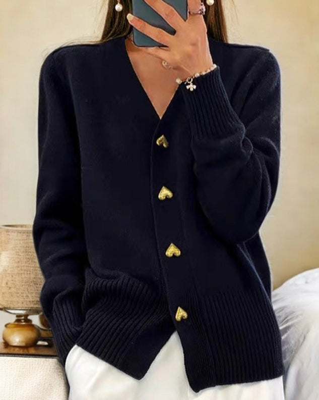 Brooke | Elegant Heart Button Cardigan