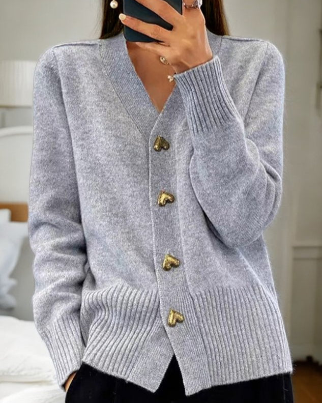 Brooke | Elegant Heart Button Cardigan