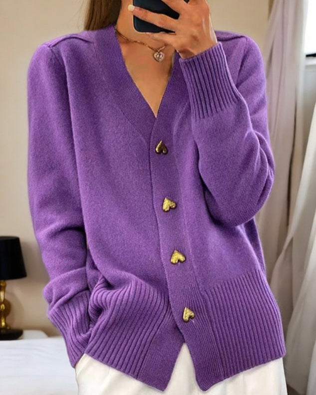 Brooke | Elegant Heart Button Cardigan