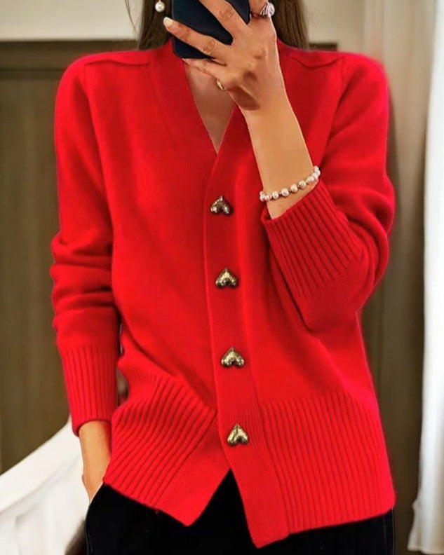 Brooke | Elegant Heart Button Cardigan